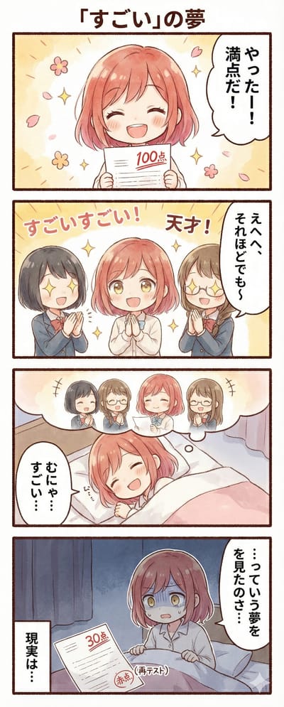 4-panel comic about rephrasing “すごい”